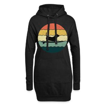 Basset Hound Besitzer Hund Surfen Surfbrett Retro - Hoodie-Kleid - Schwarz - Vorne