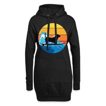 Basset Hound Besitzer Hund Surfen Surfbrett Retro - Hoodie-Kleid - Schwarz - Vorne