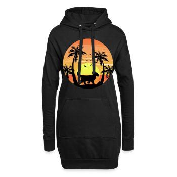 Golden Retriever Besitzer Beach Sunset Palm Trees - Hoodie-Kleid - Schwarz - Vorne
