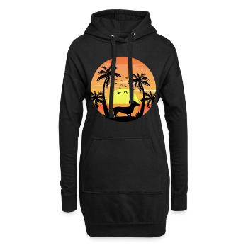 Teckel Propriétaire Plage Coucher de Soleil Palmiers - Sweat-shirt à capuche long Femme - noir - Devant