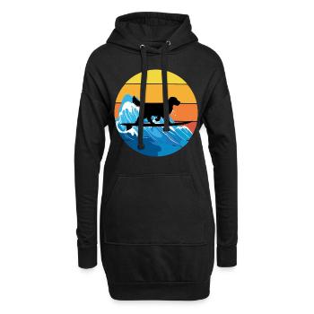 Golden retriever Maman Chien Surf Rétro Vintage - Sweat-shirt à capuche long Femme - noir - Devant