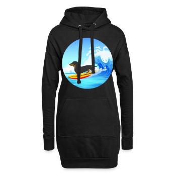 Teckel Propriétaire Beach Dog Surfing Surfboard Surfer - Sweat-shirt à capuche long Femme - noir - Devant