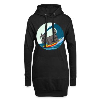 Scottish Terrier Chien Surf Surfeur Mer Vagues - Sweat-shirt à capuche long Femme - noir - Devant