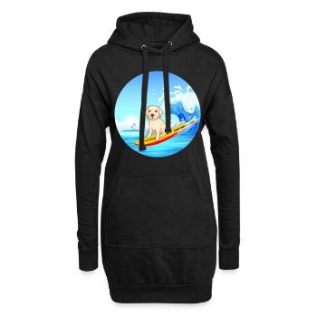 Labrador Retriever Chien Surf Vagues de la mer - Sweat-shirt à capuche long Femme - noir - Devant