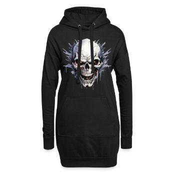 Totenkopf Totenschädel Skelett Motorrad Biker Gang - Hoodie-Kleid - Schwarz - Vorne