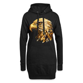 Tête d’aigle Or Oiseau de proie Oiseau Nature animale - Sweat-shirt à capuche long Femme - noir - Devant