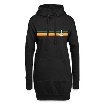 Segeln Sie Ankerpuls Retro Design Segel Yacht - Hoodie-Kleid - Schwarz - Vorne