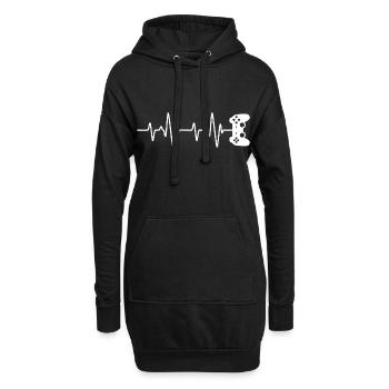 gamer battement de coeur t-shirt gaming - Sweat-shirt à capuche long Femme - noir - Devant