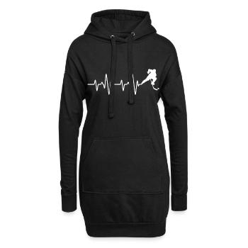 hockey battement de coeur t-shirt hockey heartbeat - Sweat-shirt à capuche long Femme - noir - Devant