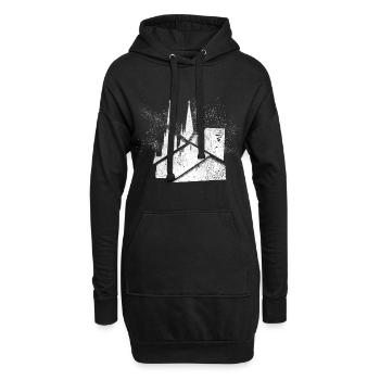 Cathédrale de Cologne Allemagne Ville Skyline Grunge Splash - Sweat-shirt à capuche long Femme - noir - Devant