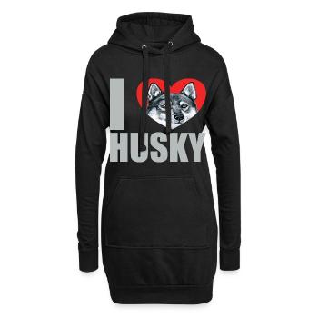Husky Glitter Dog Owner Dog Hair - Sweat-shirt à capuche long Femme - noir - Devant