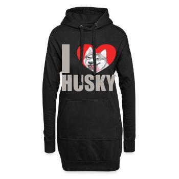 Husky Glitzer Hundehalter Hundehaare - Hoodie-Kleid - Schwarz - Vorne