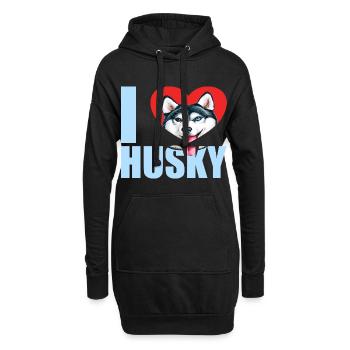 Husky Glitter Dog Owner Dog Hair - Sweat-shirt à capuche long Femme - noir - Devant