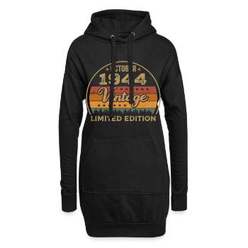 Vintage October 1944 Birthday Gift - 1944 - Hoodie Dress - black - Front