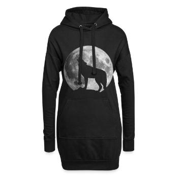 Pleine lune Loup - Sweat-shirt à capuche long Femme - noir - Devant