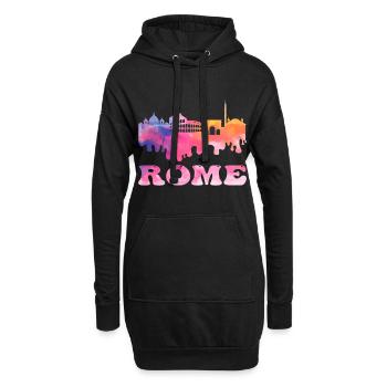 Rom Rome Italien Stadt Skyline Splash Bunt - Hoodie-Kleid - Schwarz - Vorne