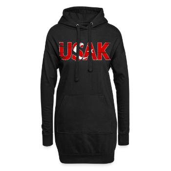 Usak Türkei Flagge used - Hoodie-Kleid - Schwarz - Vorne