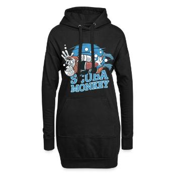 Scuba Monkey - Tauchen Schimpanse - Hoodie-Kleid - Schwarz - Vorne