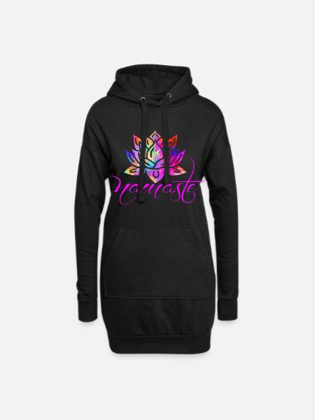 Lotus Flower Namaste - Hoodie-Kleid - Schwarz