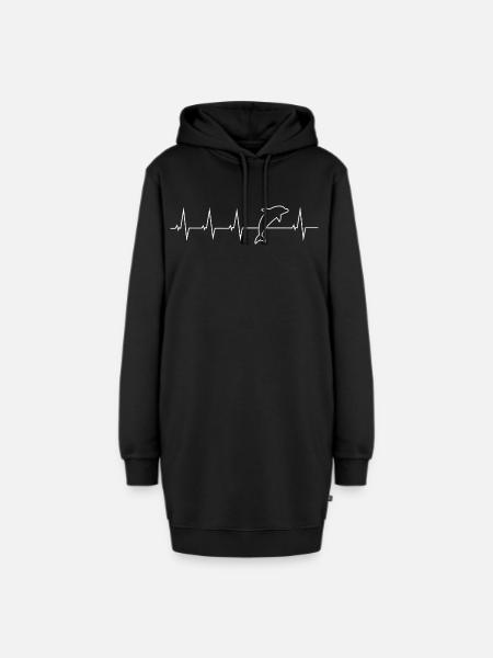 Delfine - Herzschlag - Hoodie-Kleid - Schwarz