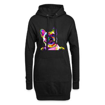 Bouledogue français - Sweat-shirt à capuche long Femme - noir - Devant