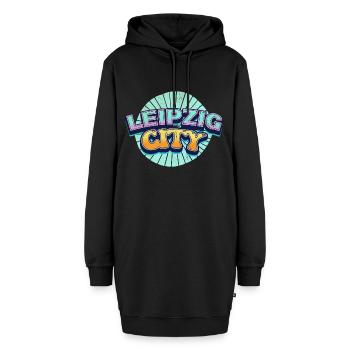 Leipzig Allemagne Ville Police Pop Art Comic - Sweat-shirt à capuche long Femme - noir - Devant