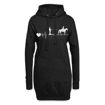 Horse Skijöring Skifahren Wintersport Herzschlag - Hoodie-Kleid - Schwarz - Vorne