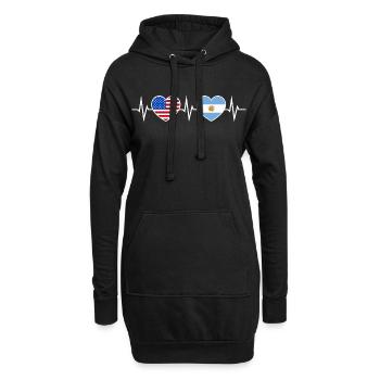 Argentine USA Heartbeat Amour Amitié - Sweat-shirt à capuche long Femme - noir - Devant