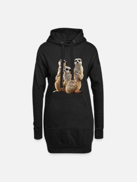 Erdmännchen - Mangusten - Afrika - Hoodie-Kleid - Schwarz