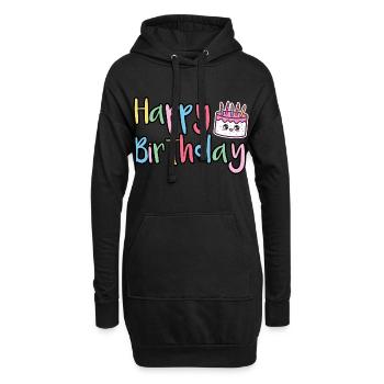 Joyeux anniversaire Joyeux gâteau d’anniversaire - Sweat-shirt à capuche long Femme - noir - Devant