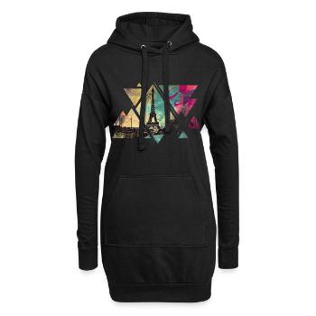 Paris Frankreich Stadt Skyline Eiffelturm Dreieck - Hoodie-Kleid - Schwarz - Vorne