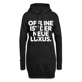 Statement: Offline ist Luxus - Hoodie-Kleid - Schwarz - Vorne
