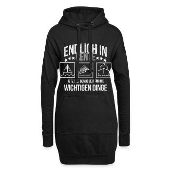 Rentner mit Boot Ruhestand genießen Rente - Hoodie-Kleid - Schwarz - Vorne