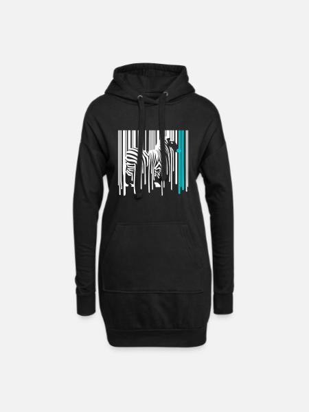 DRIPPY ZEBRA Barcode Graffiti Street Art - Hoodie-Kleid - Schwarz