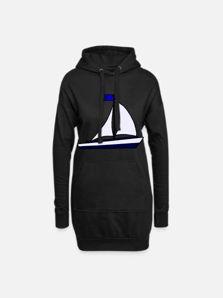Blue Sailing Ship - Hoodie Dress - black