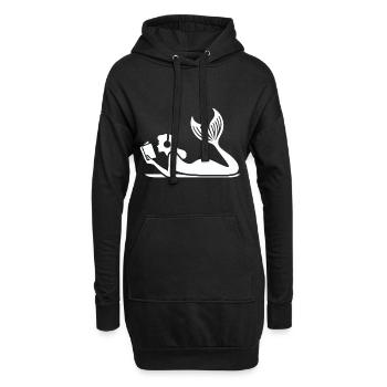 Buchmeerjungfrau im Lesezauber - Hoodie-Kleid - Schwarz - Vorne