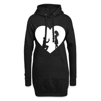 Cœur Mariage Proposition de fiançailles blanc - Sweat-shirt à capuche long Femme - noir - Devant