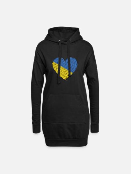Soutenez l’Ukraine avec I Love Ukraine Heart - Sweat-shirt à capuche long Femme - noir