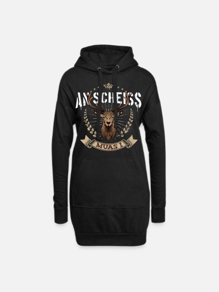 An Scheiss muas i Hirsch Grantler Bayern Grantln - Hoodie-Kleid - Schwarz