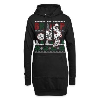 Motorrad hässliche Braap Motocross Weihnachtsgeschenk - Hoodie-Kleid - Schwarz - Vorne