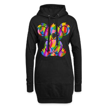 Koala Bunt Vintage Regenbogen Retro - Hoodie-Kleid - Schwarz - Vorne