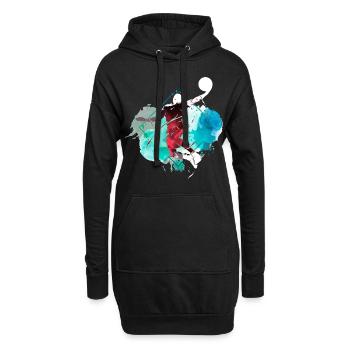 Basketball Basketballspieler Dunking Splash Bunt - Hoodie-Kleid - Schwarz - Vorne