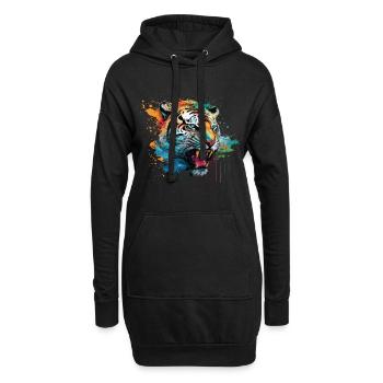 Tiger Splash Grunge Colorful Animal Predator Art - Sweat-shirt à capuche long Femme - noir - Devant