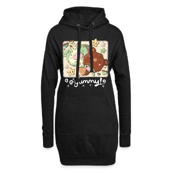Mint moo ice cream and choco bear in kawaii style - Hoodie Dress - black - Front
