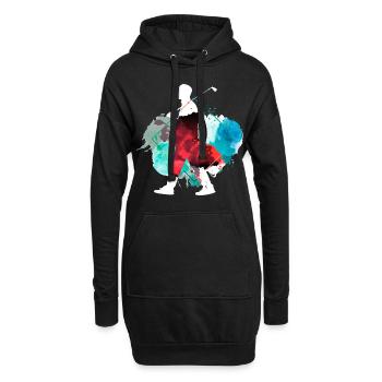 Golf Golfen Golfspieler Sport Hobby Club Bunt - Hoodie-Kleid - Schwarz - Vorne