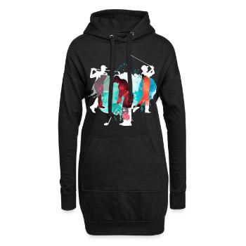Golf Golfen Golfspieler Sport Hobby Club Bunt - Hoodie-Kleid - Schwarz - Vorne