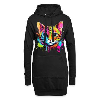 Streetstyle Katze Graffiti Kunst Streetart - Hoodie-Kleid - Schwarz - Vorne