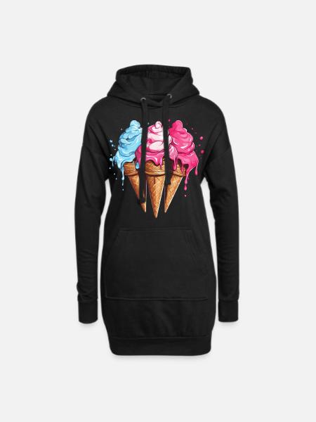 Eiscreme Eis Sommer - Hoodie-Kleid - Schwarz