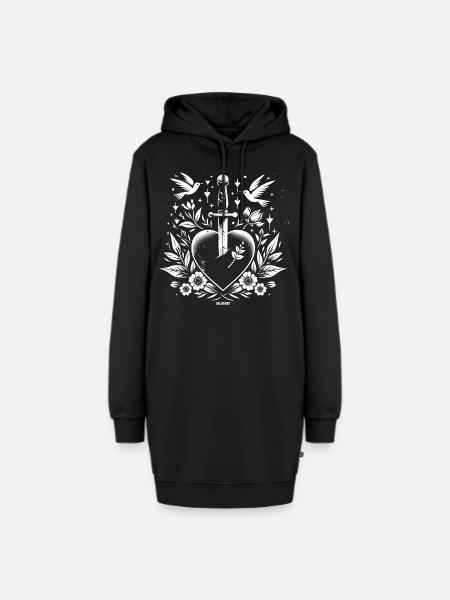 Herz-Dolch - Hoodie-Kleid - Schwarz