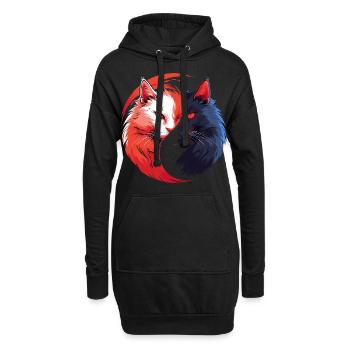 Yin Yang Katzen Katzenkunst für einen - Hoodie-Kleid - Schwarz - Vorne